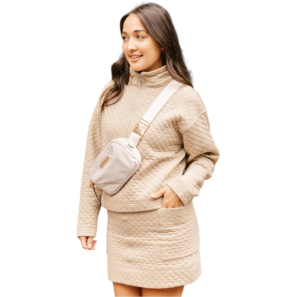 Smash + Tess Finley Mini Skirt in Natural Beige 2XL Quilted Comfy Pocket Plus - Picture 2 of 16